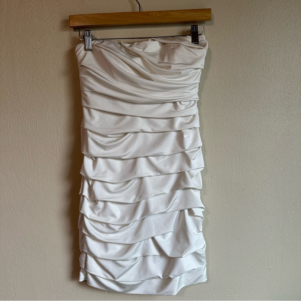 Gathered white dress